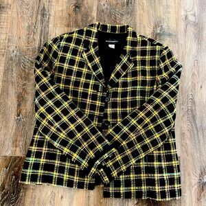 Vintage tweed black and yellow oversized blazer
